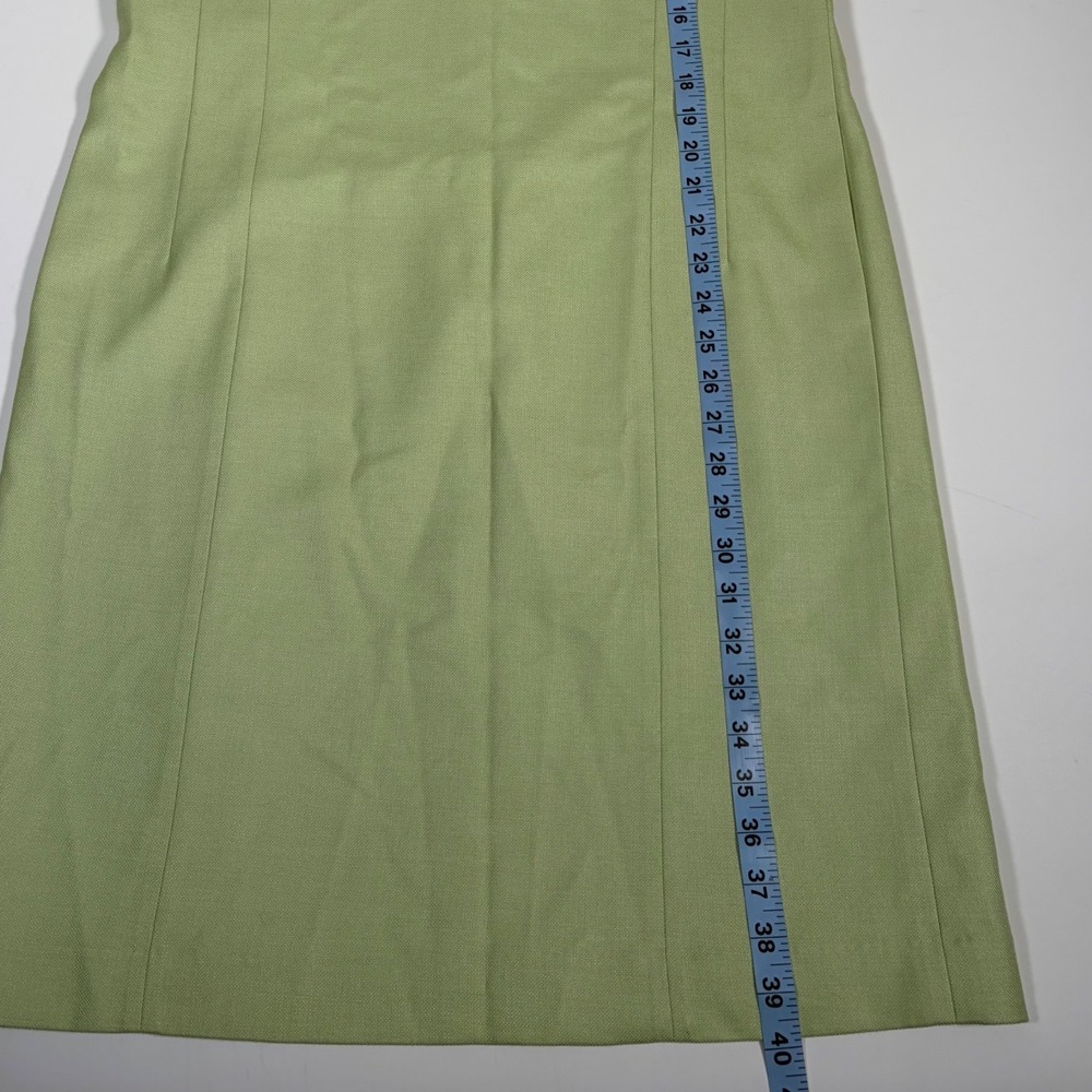 Lafayette 148 Green Tussah Silk Wool Sheath Dress Sleeveless Quiet Luxury - Picture 6 of 7